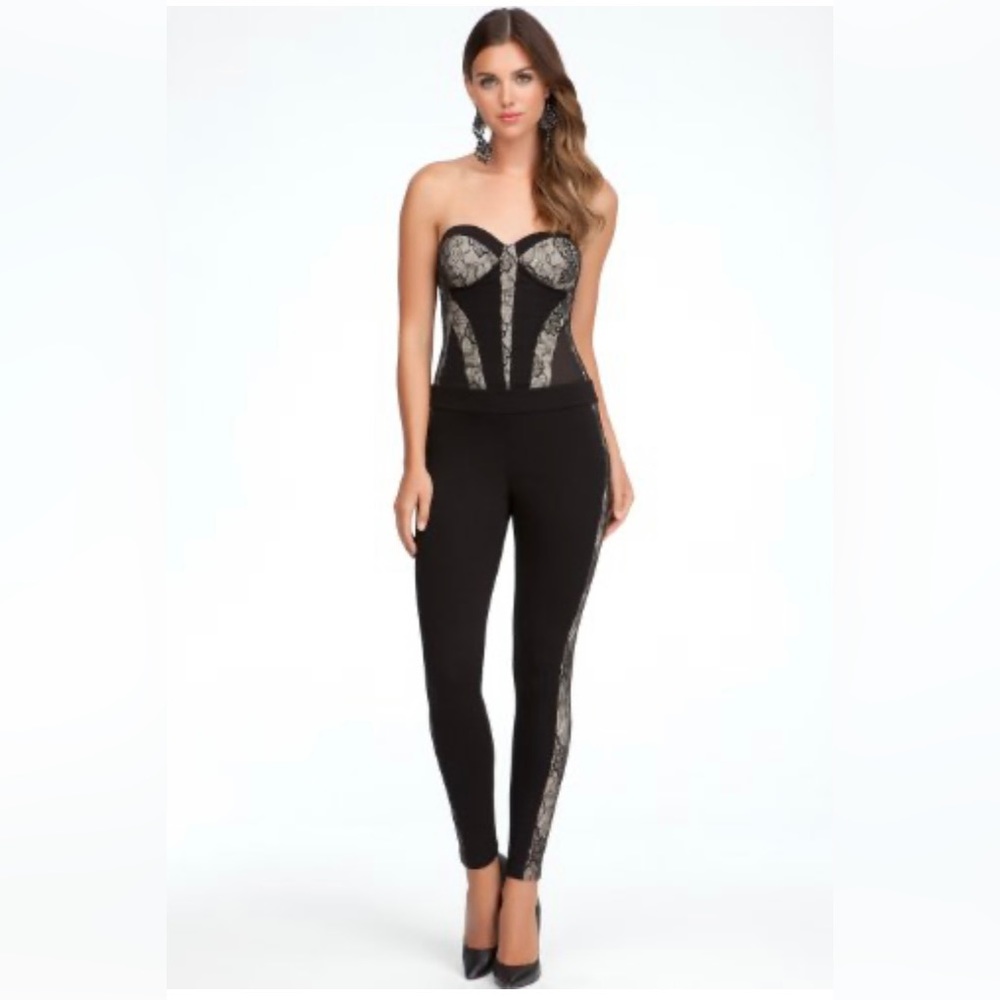 BEBE size XS black lace corset jumpsuit